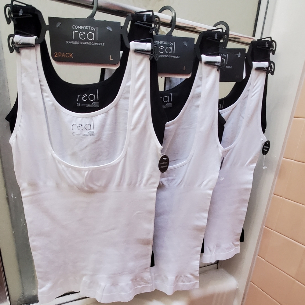 NWT Comfort by Real 2PK Seamless Shaping Camisole; Black/White; M & L.$35 Each.
